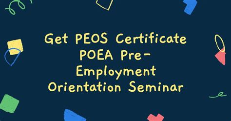 Get PEOS Certificate POEA Pre.